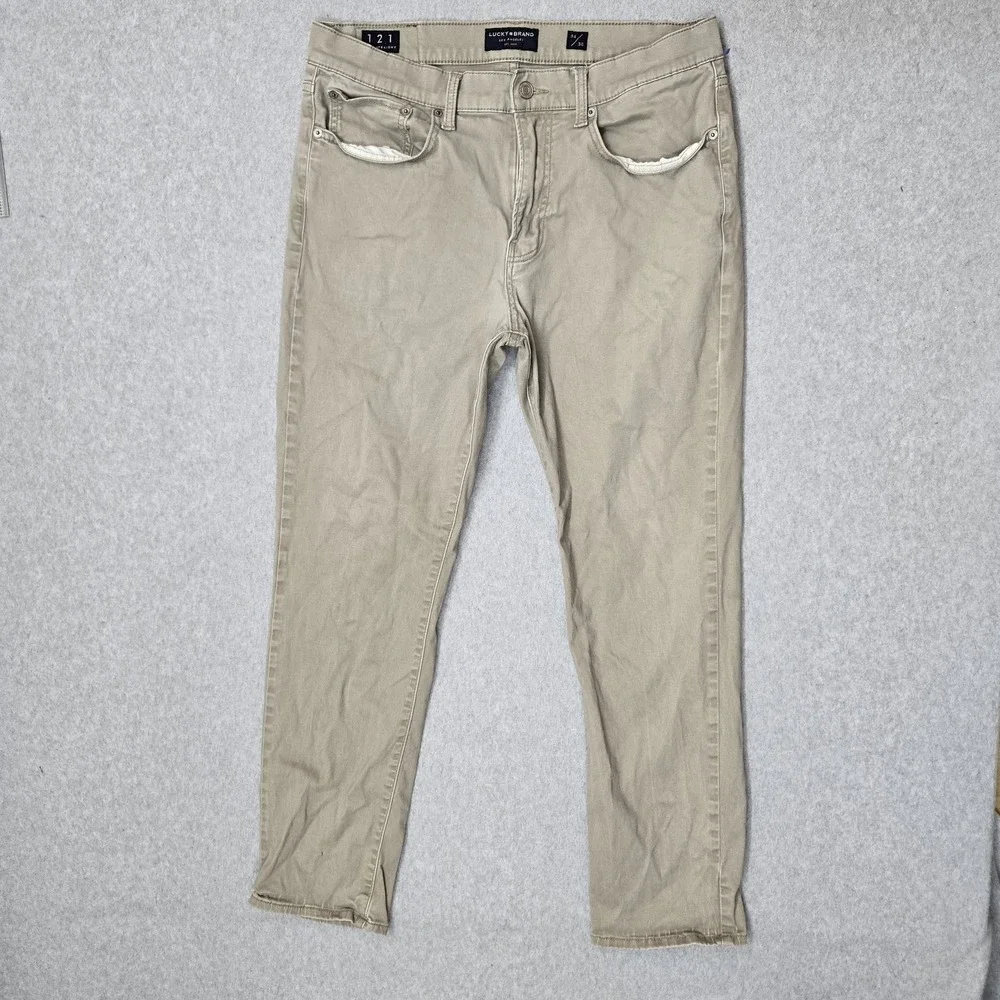 Lucky Brand Men Pants 34X30 Khaki Khakis 121 Slim Straight Button 28